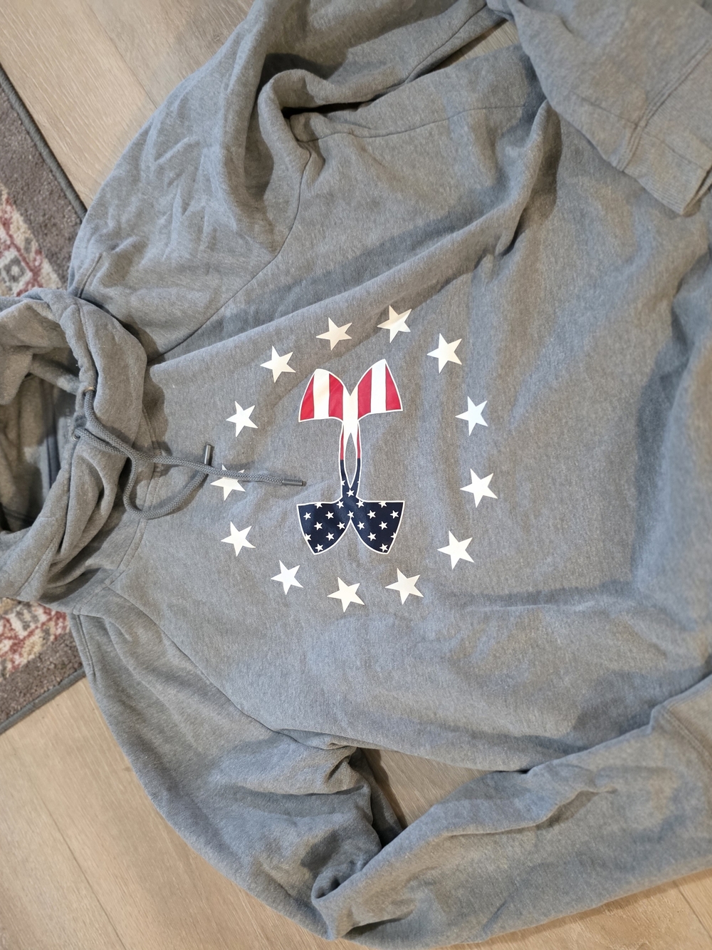 Under Armour Gray Hoodie with American Flag Bow Graphic